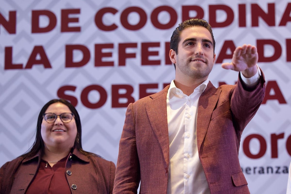 Senator Eugenio Gino Segura Vazquez during a Morena party event in Mexico City