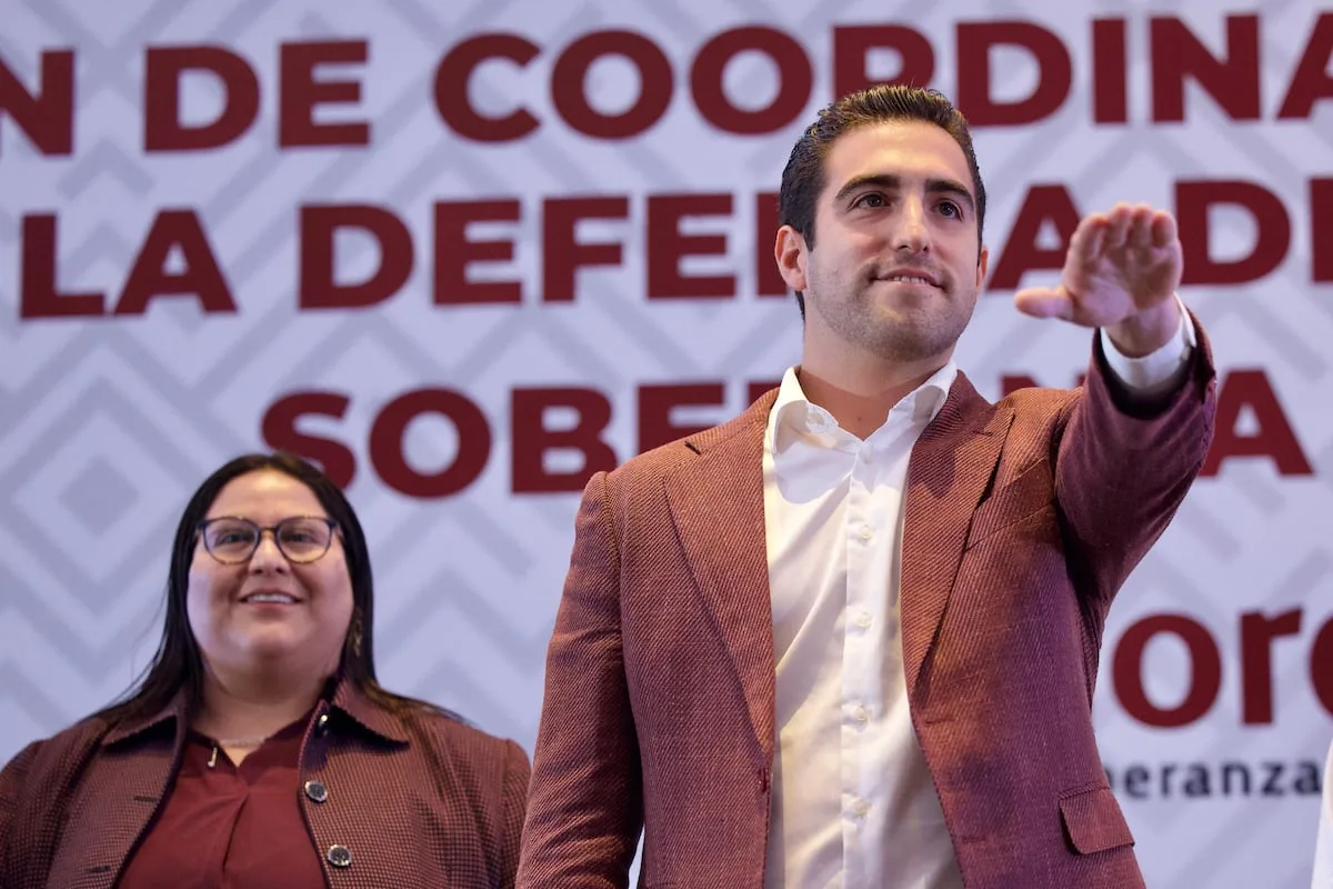 Senator Eugenio Gino Segura Vazquez during a Morena party event in Mexico City