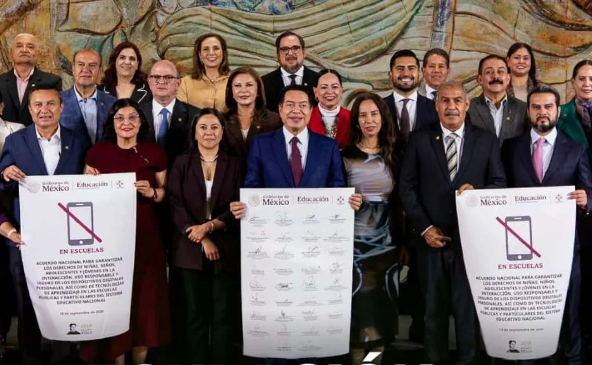 Mexico's Public Education Secretary Mario Delgado Carrillo speaking during a national meeting of education authorities