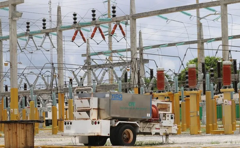 Construction site of the new CFE electrical substation in the Polígono Sur district of Cancún, Quintana Roo