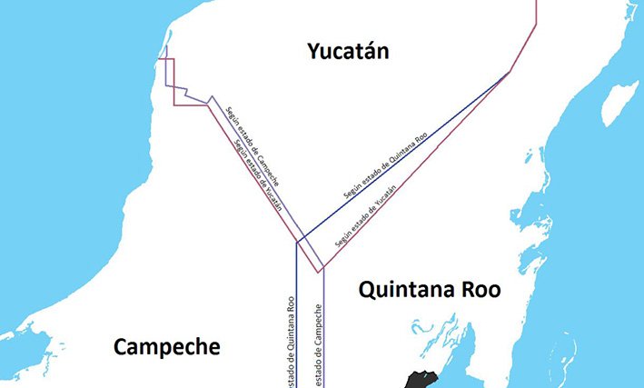 Aerial view of the Quintana Roo, Yucatán and Campeche region at the center of a territorial dispute now before Mexico's Supreme Court