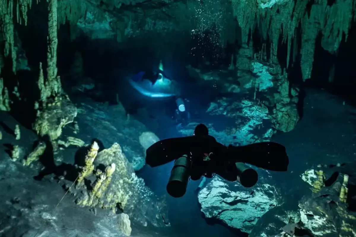 Flooded passages of the Sac Actún cave system in Quintana Roo, Mexico, which connects more than 200 cenotes