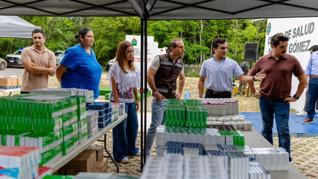 Boxes of free medicines delivered to community health houses in Tulum, Quintana Roo