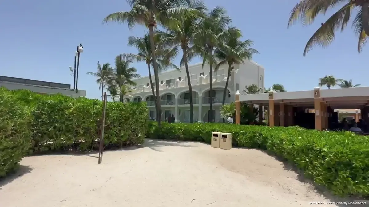 Aerial view of hotel and resort buildings along the coastline in Tulum, Quintana Roo, Mexico