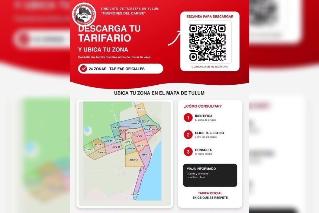 Taxi drivers in Tulum, Quintana Roo, where a new union fare schedule is being circulated without state authorization.