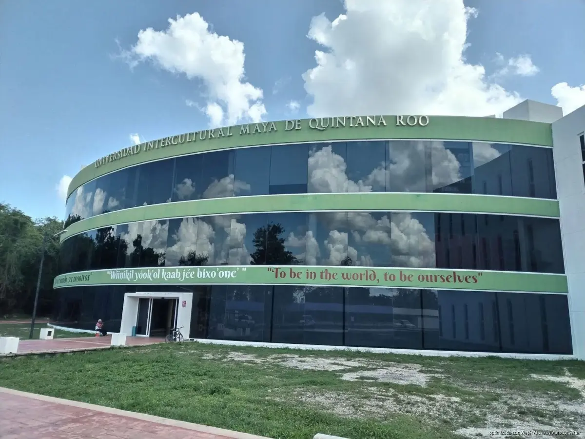 Students walk across the campus of the Intercultural Maya University of Quintana Roo in José María Morelos, where new dormitories will be built