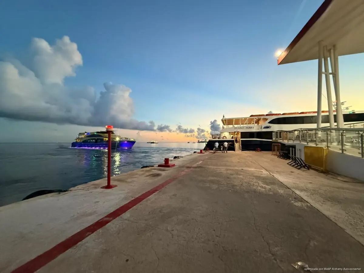 Ferries docked at the Muelle Fiscal terminal in Cozumel, Quintana Roo, where an Ultramar vessel struck a Xcaret Xailing ferry