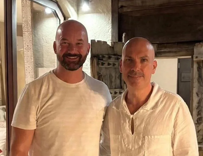 U.S. Consul General Justen A. Thomas and Tulum city councilman Eugenio Barbachano during a meeting in Tulum, Quintana Roo
