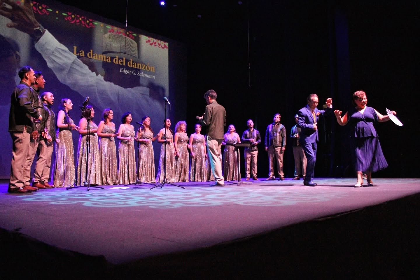 Members of the Vózeres vocal ensemble perform at an event in Quintana Roo, Mexico.