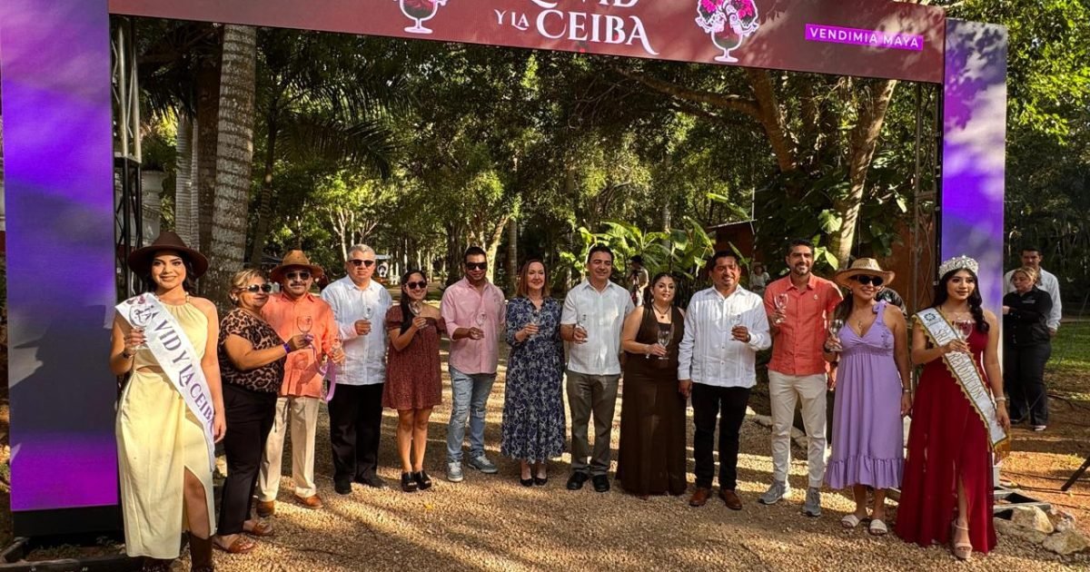 Guests sampling Mexican wines and regional dishes at the La Vid y la Ceiba Vendimia Maya festival in Valladolid, Yucatan