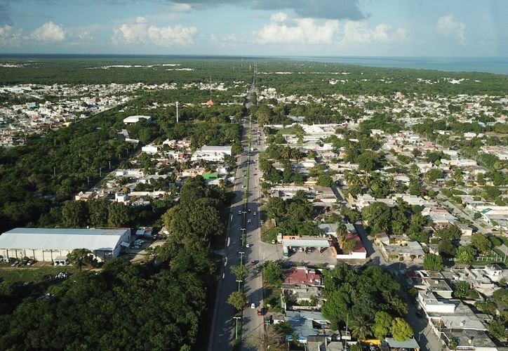 Aerial view of undeveloped land held in territorial reserve by the Quintana Roo state government