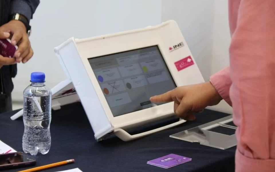 An electronic ballot box of the kind tested by Mexico's National Electoral Institute at a polling station