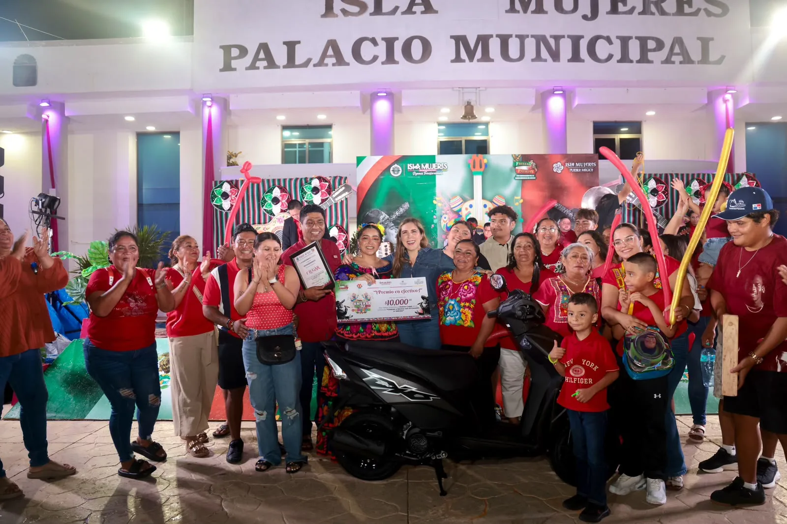 Contestants perform on stage at the grand final of the Cántale a México con el Corazón singing competition in Isla Mujeres