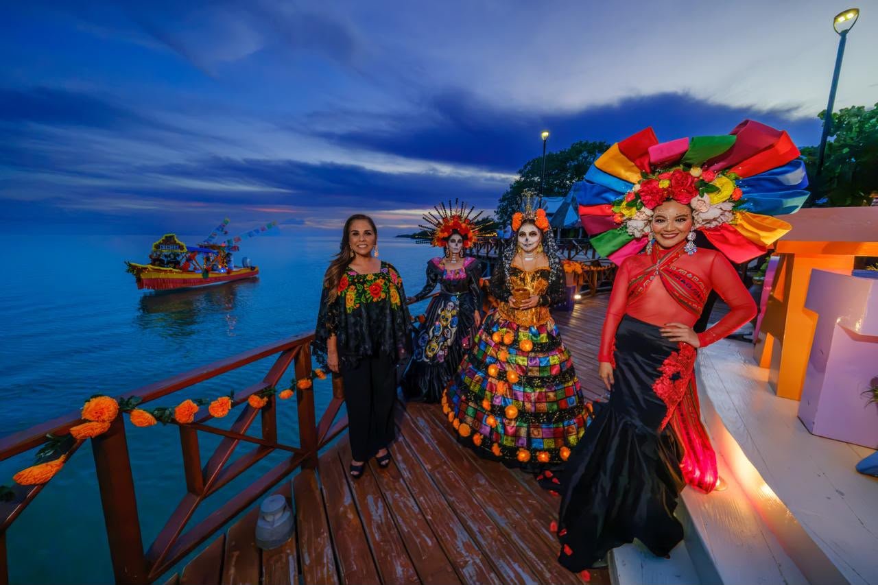 Governor Mara Lezama and officials promote the first Janal Pixán Tradición Viva festival in Calderitas, Quintana Roo