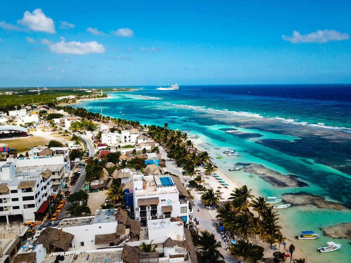 Beach and waterfront businesses in Mahahual on Mexico's Costa Maya