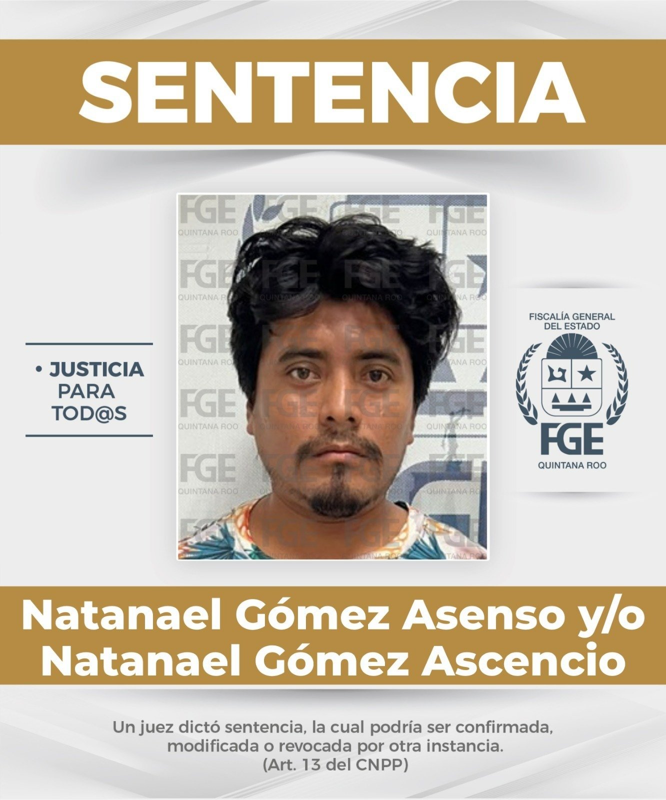 Illustration of a gavel and court documents representing a 108-year prison sentence handed down in Quintana Roo