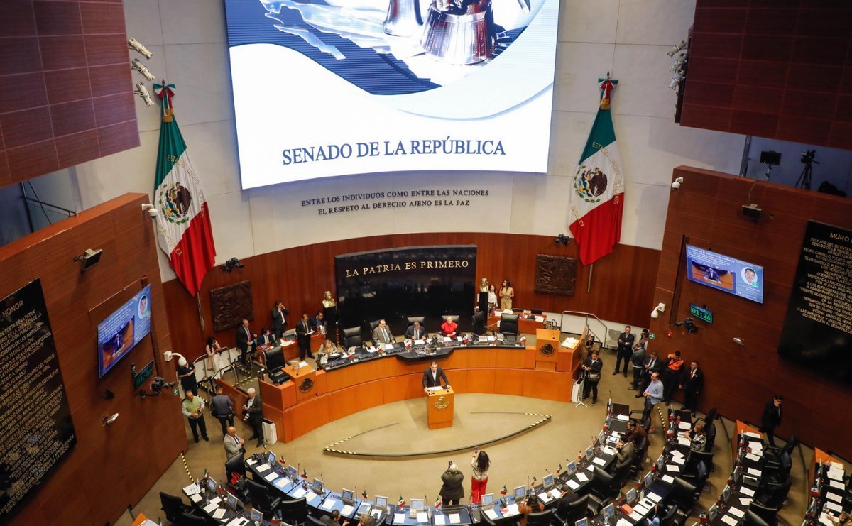 View of the Mexican Senate chamber in Mexico City during a legislative session