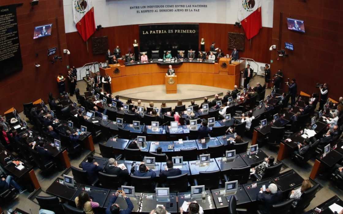 Interior of Mexico's Senate chamber during discussion of the IMSS Modality 40 pension scheme
