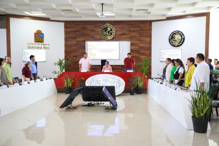 Council members of Playa del Carmen during the 51st ordinary session at the Leona Vicario hall in the new municipal palace