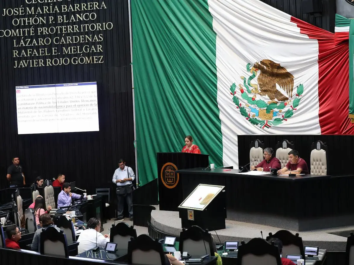 Lawmakers sit in the Quintana Roo Congress chamber in Chetumal during a legislative session
