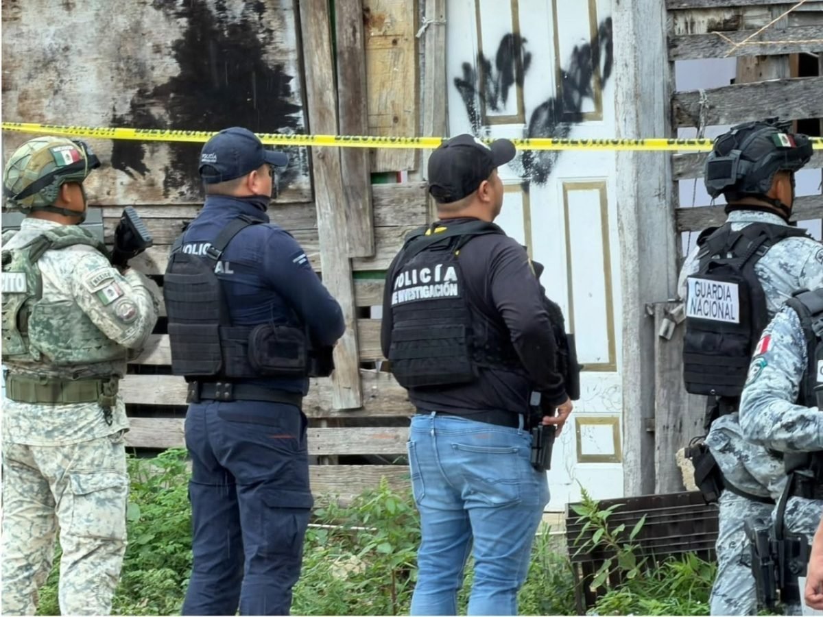 A duplex home on Calle Jilguero in the Villas del Sol subdivision of Playa del Carmen where security forces detained six people and seized suspected drugs and motorcycles