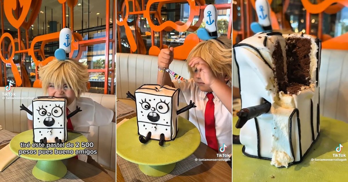 A decorated SpongeBob SquarePants themed cake at Nickelodeon Hotels and Resorts Riviera Maya in Quintana Roo
