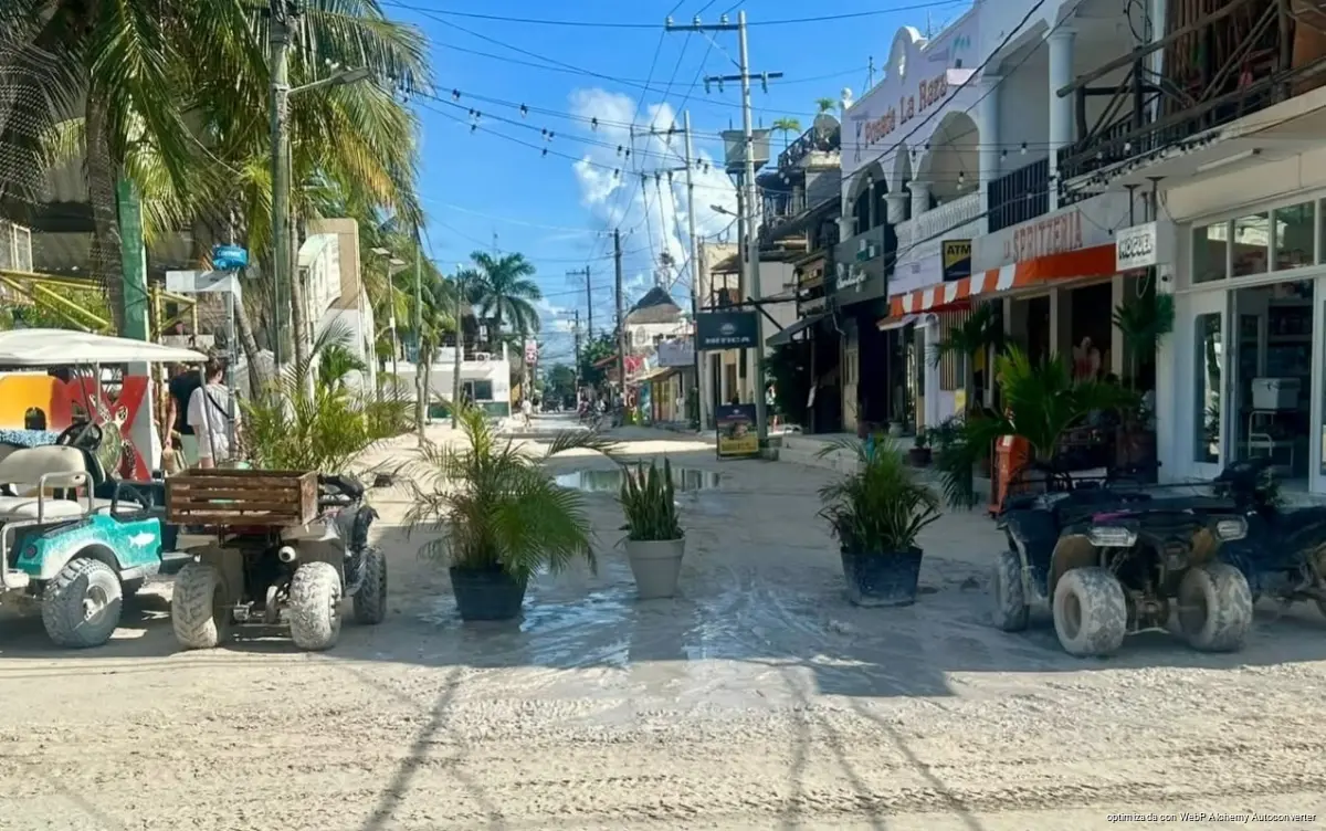 A quiet street on Holbox island in Quintana Roo, Mexico, where residents and businesses are asking authorities to review access restrictions