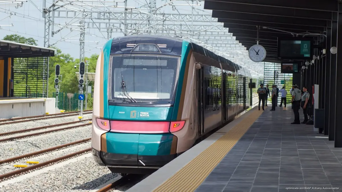 Tren Maya passenger train traveling along its route through southeastern Mexico