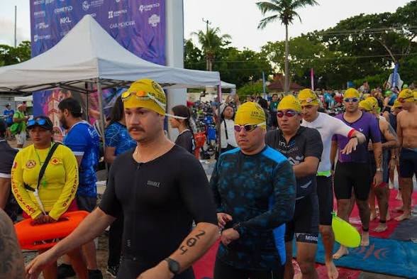 Triathletes swim, cycle and run during the first Pueblos Mágicos Triathlon on the island of Cozumel, Quintana Roo