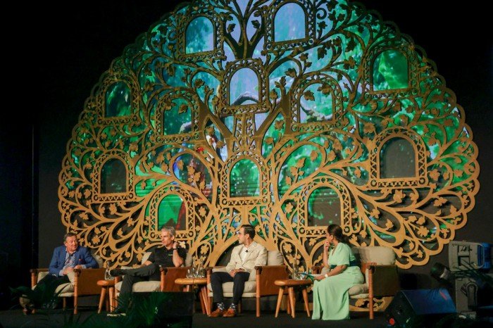 Leaders from business, finance and conservation speaking at the Xcaret sustainability forum held at Hotel Xcaret Arte in Playa del Carmen, Quintana Roo
