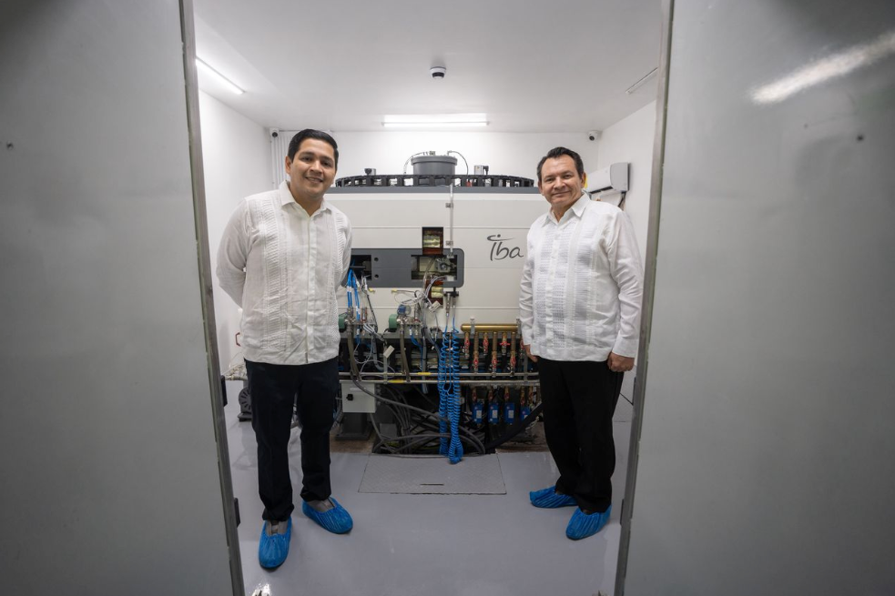 Yucatan Governor Joaquin Diaz Mena speaks at the presentation of the first cyclotron in southeastern Mexico, located in Dzununcan, Merida