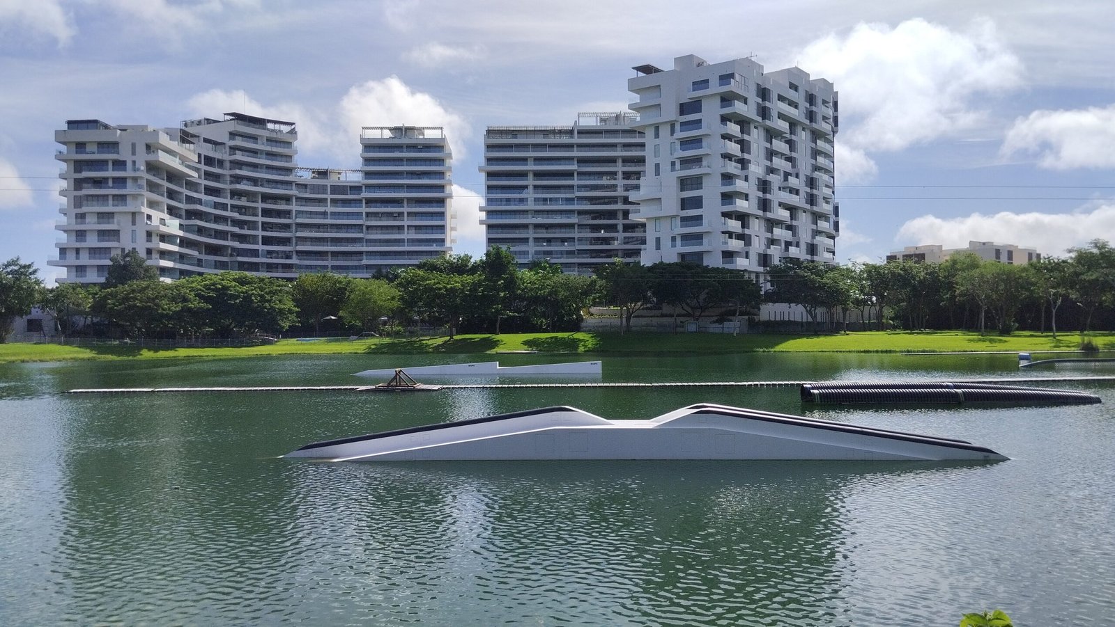The artificial lake at Plaza La Isla in Mérida, Yucatán, where a case of Naegleria fowleri infection was confirmed